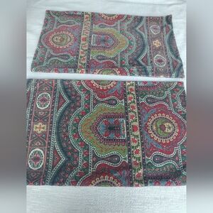 Set Of TWO-Pottery Barn Velvet Lumbar 16 x 26" Pillow Covers Boho Red/Green/Blue